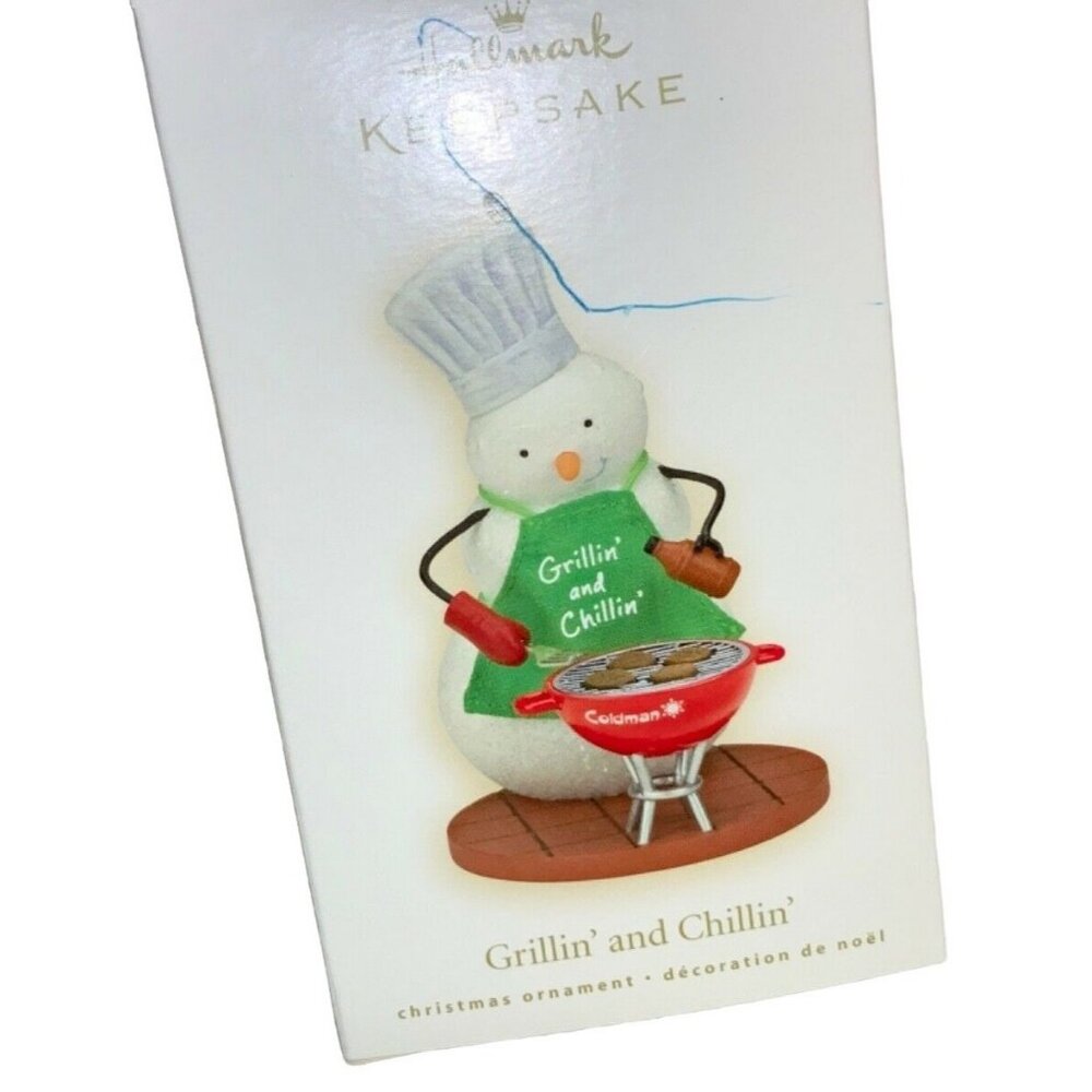 2008 Hallmark Keepsake Ornament Grillin and Chillin  Snowman on Coldman Grill - Picture 6 of 8